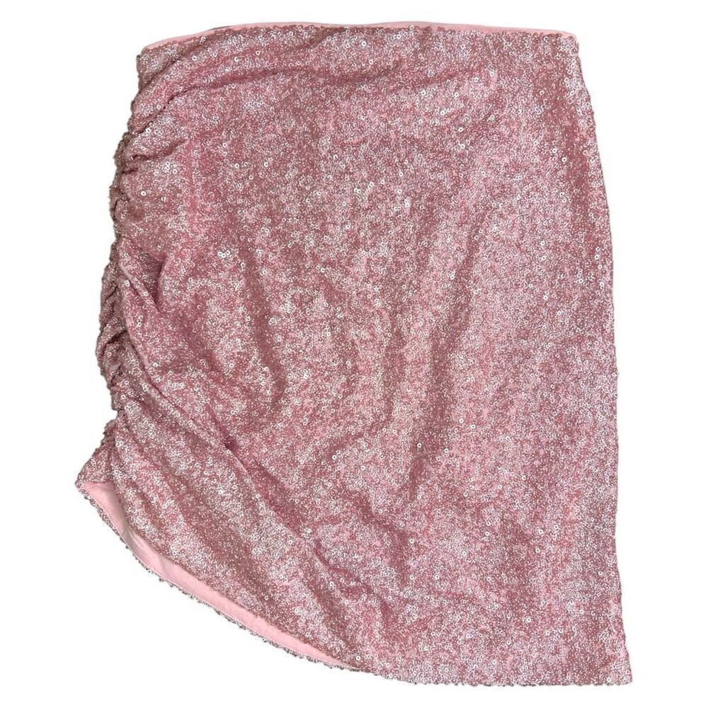 NEW Susana Monaco Pink Gathered Sequin Mini Skirt XS